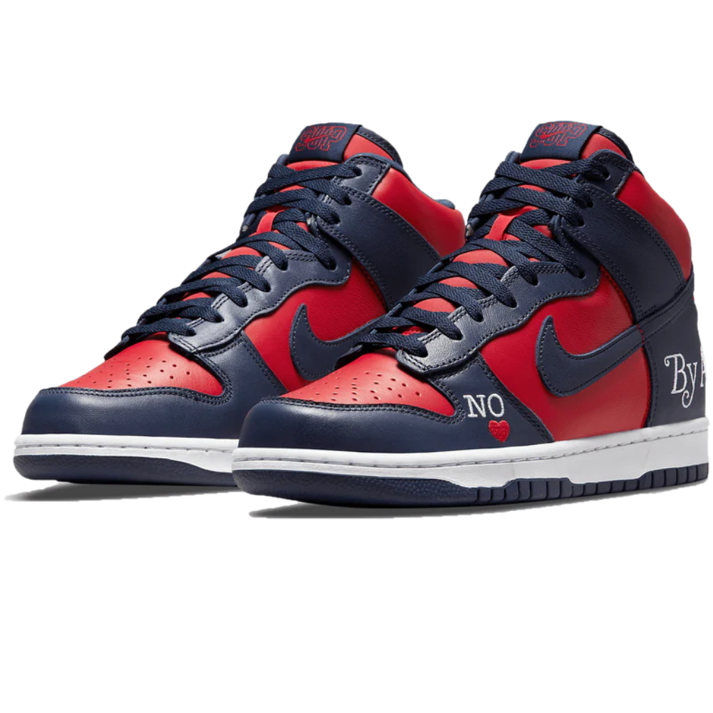 Supreme x Nike Dunk High SB By Any Means - Red Navy